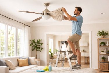 Cómo limpiar un ventilador de techo sin desmontarlo: aspas, tulipa y rejillas paso a paso